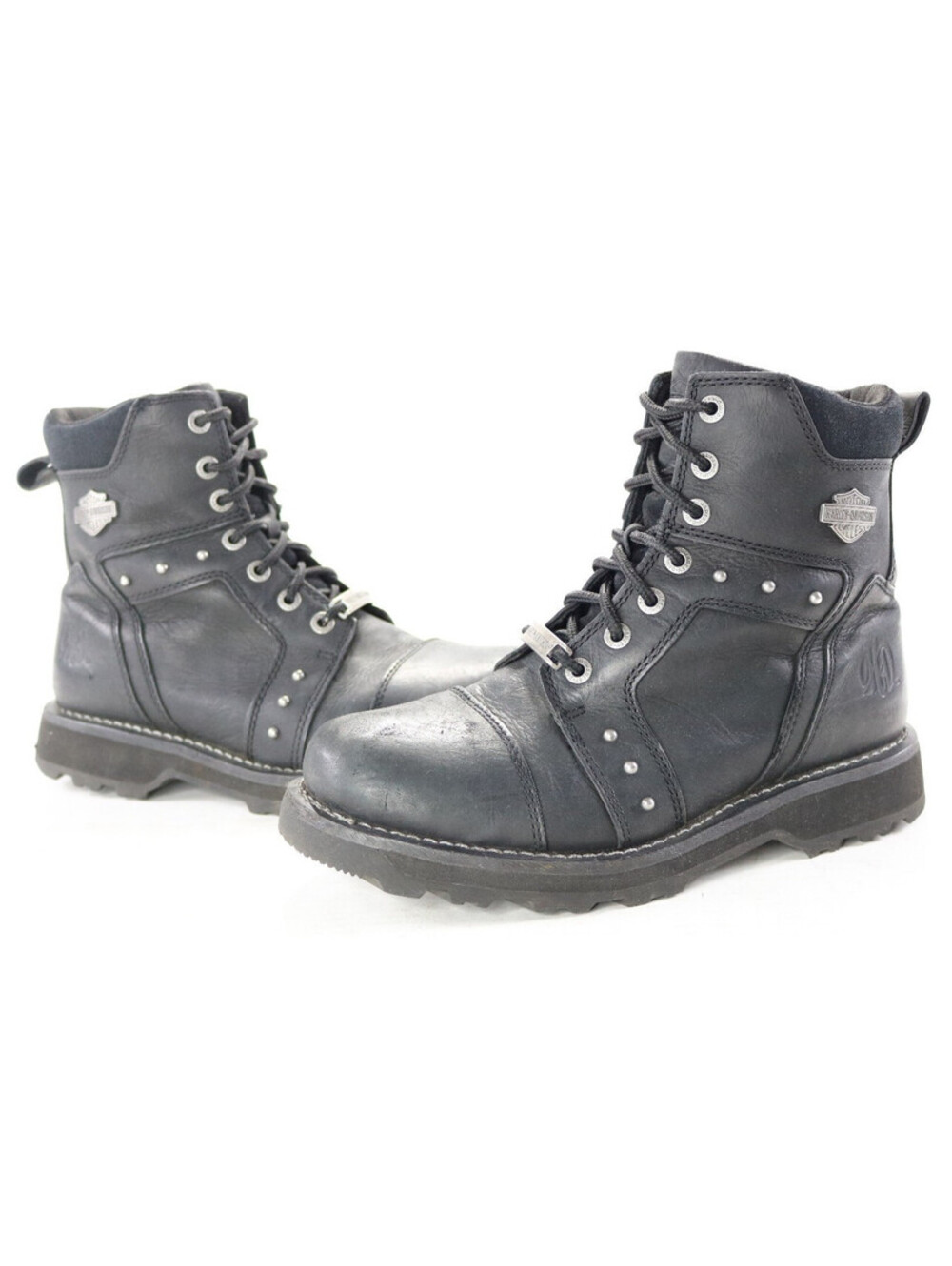 womens harley davidson boots 11 black leather D84276 ankle riding lace zip pull